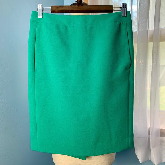 J. Crew Factory Dark Emerald Crepe The Pencil Skirt Size 0 - Picture 2 of 8